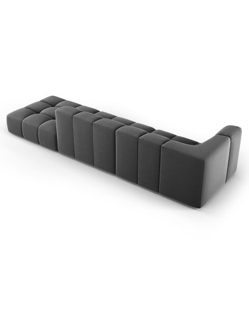 Canapé Modulable droit en Velours Adams 4 Places gris - 293x96x70 cm