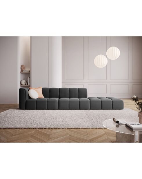 Canapé Modulable droit en Velours Adams 4 Places gris - 293x96x70 cm