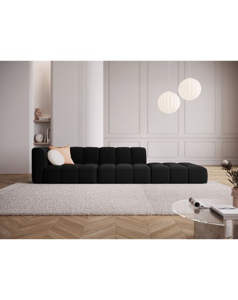 Canapé Modulable droit en Velours Adams 4 Places noir - 293x96x70 cm