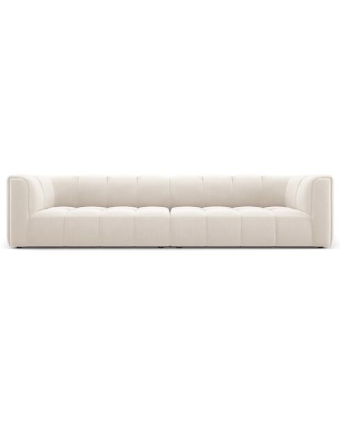 Canapé Modulaire Velours Adams 4 Places beige clair - 286x96x70 cm