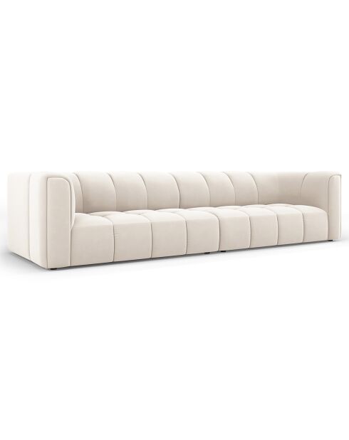 Canapé Modulaire Velours Adams 4 Places beige clair - 286x96x70 cm