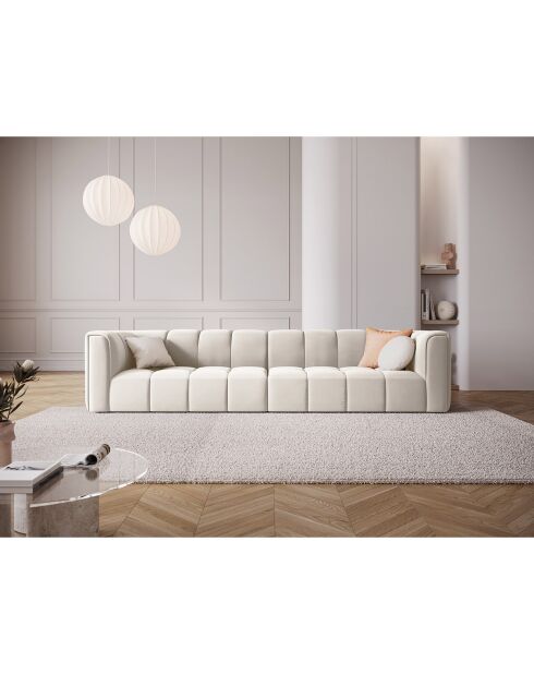 Canapé Modulaire Velours Adams 4 Places beige clair - 286x96x70 cm