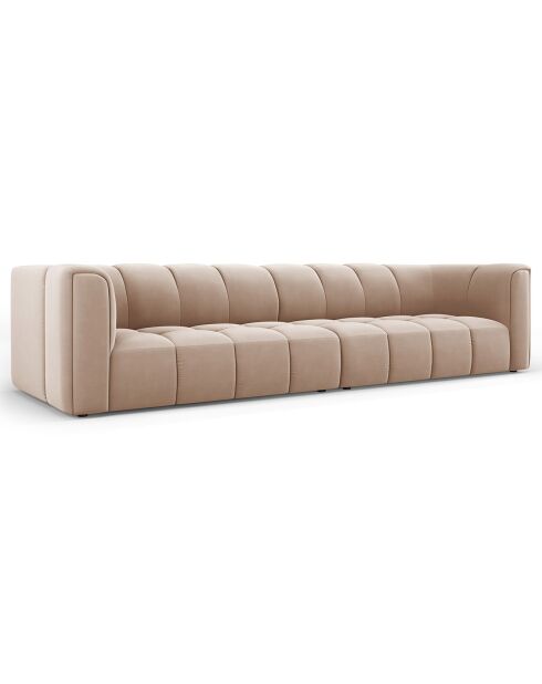Canapé Modulaire Velours Adams 4 Places beige - 286x96x70 cm