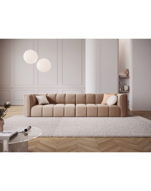 Canapé Modulaire Velours Adams 4 Places beige - 286x96x70 cm