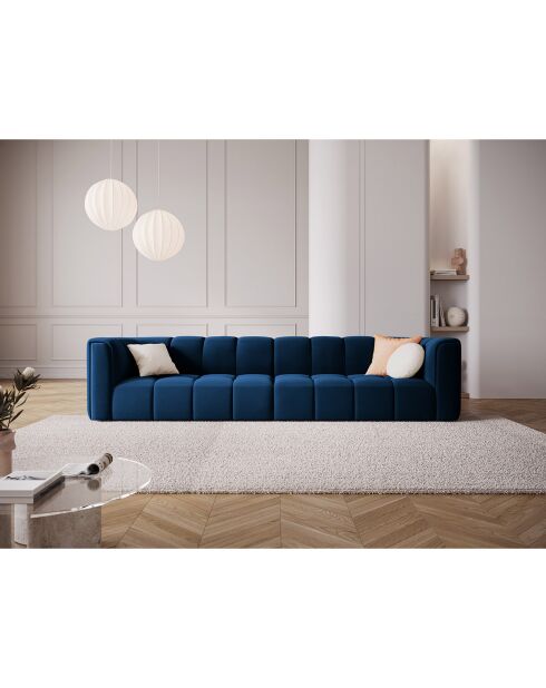 Canapé Modulaire Velours Adams 4 Places bleu roi - 286x96x70 cm