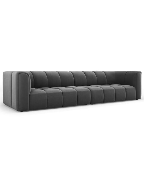 Canapé Modulaire Velours Adams 4 Places gris - 286x96x70 cm