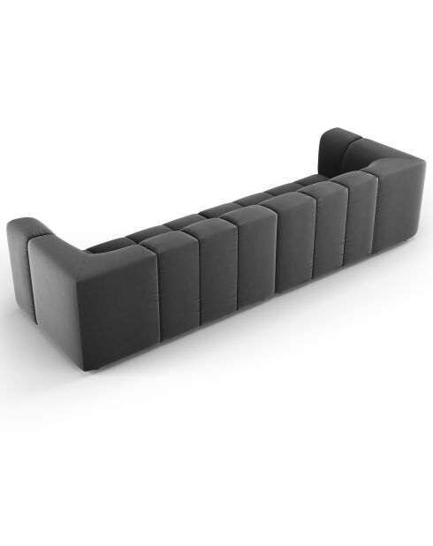 Canapé Modulaire Velours Adams 4 Places gris - 286x96x70 cm