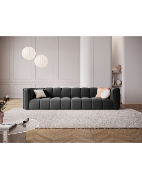 Canapé Modulaire Velours Adams 4 Places gris - 286x96x70 cm