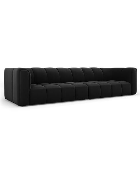 Canapé Modulaire Velours Adams 4 Places noir - 286x96x70 cm