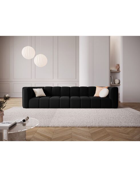 Canapé Modulaire Velours Adams 4 Places noir - 286x96x70 cm