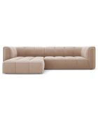 Canapé d'angle gauche Modulaire Velours Adams 3 Places beige - 256x160x70 cm