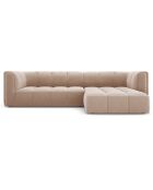 Canapé d'angle droit Modulaire Velours Adams 3 Places beige - 256x160x70 cm