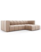 Canapé d'angle droit Modulaire Velours Adams 3 Places beige - 256x160x70 cm