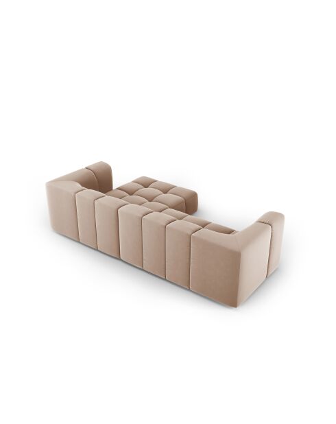 Canapé d'angle droit Modulaire Velours Adams 3 Places beige - 256x160x70 cm