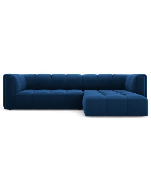 Canapé d'angle droit Modulaire Velours Adams 3 Places bleu roi - 256x160x70 cm