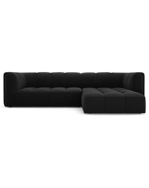 Canapé d'angle droit Modulaire Velours Adams 3 Places noir - 256x160x70 cm