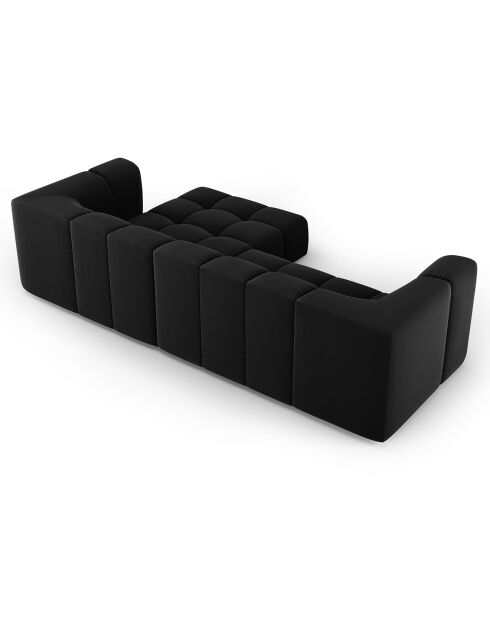 Canapé d'angle droit Modulaire Velours Adams 3 Places noir - 256x160x70 cm