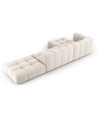 Canapé d'angle gauche Modulaire ouvert Velours Adams 5 Places beige clair - 323x160x70 cm