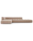 Canapé d'angle gauche Modulaire ouvert Velours Adams 5 Places beige - 323x160x70 cm