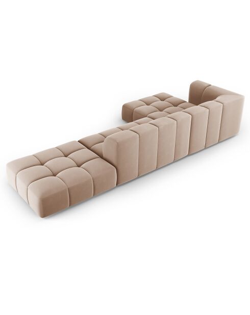 Canapé d'angle gauche Modulaire ouvert Velours Adams 5 Places beige - 323x160x70 cm