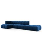 Canapé d'angle gauche Modulaire ouvert Velours Adams 5 Places bleu roi - 323x160x70 cm