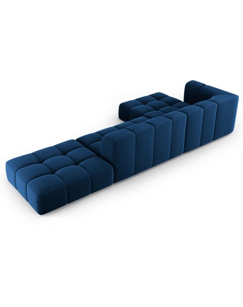 Canapé d'angle gauche Modulaire ouvert Velours Adams 5 Places bleu roi - 323x160x70 cm