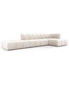 Canapé d'angle droit Modulaire ouvert Velours Adams 5 Places beige clair - 323x160x70 cm