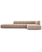 Canapé d'angle droit Modulaire ouvert Velours Adams 5 Places beige - 323x160x70 cm