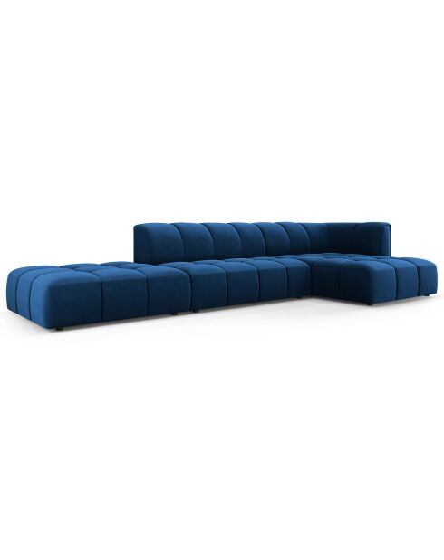 Canapé d'angle droit Modulaire ouvert Velours Adams 5 Places bleu roi - 323x160x70 cm