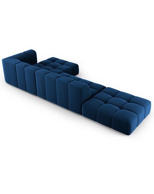 Canapé d'angle droit Modulaire ouvert Velours Adams 5 Places bleu roi - 323x160x70 cm