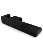 Canapé d'angle droit Modulaire ouvert Velours Adams 5 Places noir - 323x160x70 cm