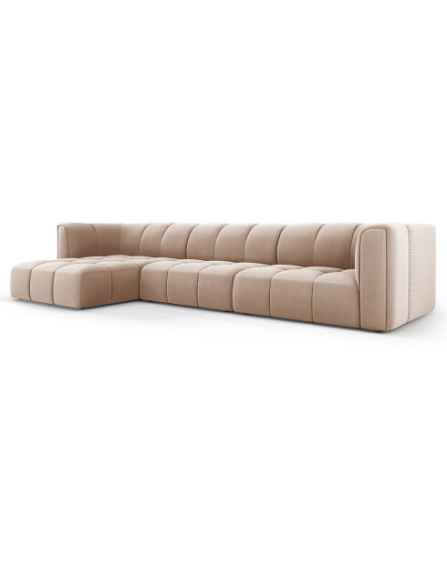 Canapé d'angle gauche Modulaire Velours Adams 5 Places beige - 316x160x70 cm