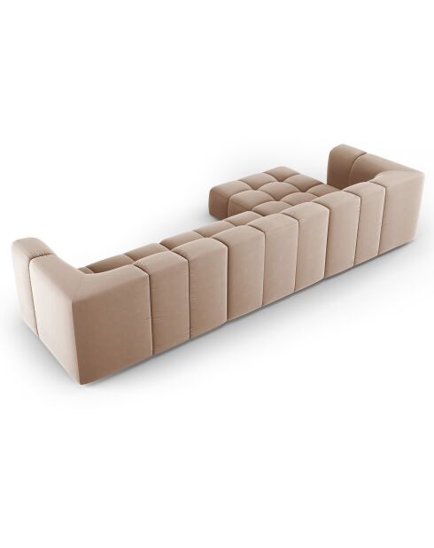 Canapé d'angle gauche Modulaire Velours Adams 5 Places beige - 316x160x70 cm