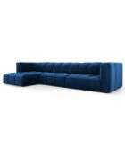 Canapé d'angle gauche Modulaire Velours Adams 5 Places bleu roi - 316x160x70 cm