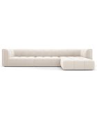 Canapé d'angle droit Modulaire Velours Adams 5 Places beige clair - 316x160x70 cm