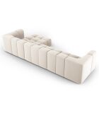 Canapé d'angle droit Modulaire Velours Adams 5 Places beige clair - 316x160x70 cm