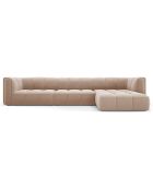 Canapé d'angle droit Modulaire Velours Adams 5 Places beige - 316x160x70 cm