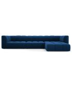 Canapé d'angle droit Modulaire Velours Adams 5 Places bleu roi - 316x160x70 cm