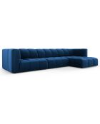 Canapé d'angle droit Modulaire Velours Adams 5 Places bleu roi - 316x160x70 cm