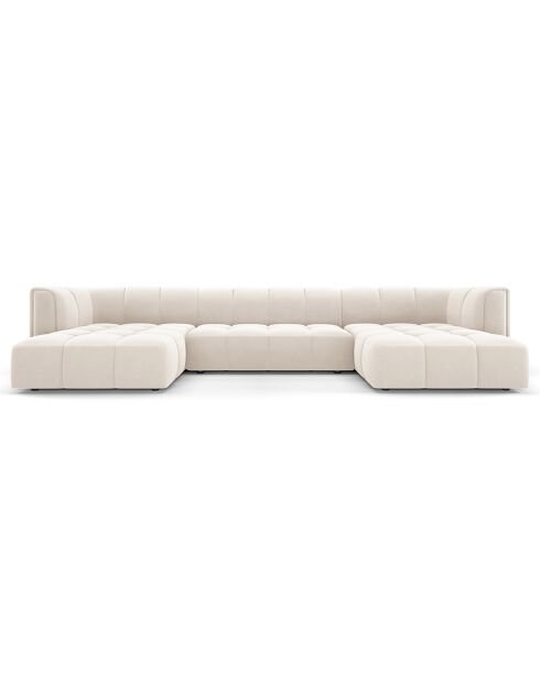 Canapé Panoramique Velours Adams 5 Places beige clair - 346x160x70 cm