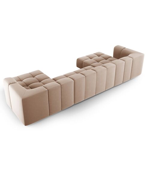 Canapé Panoramique Velours Adams 5 Places beige - 346x160x70 cm