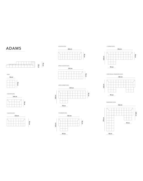 Canapé d'angle gauche Panoramique Modulable En Velours Adams 7 Places beige - 316x276x70 cm