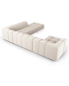 Canapé d'angle droit Panoramique Modulable En Velours Adams 7 Places beige clair - 316x276x70 cm