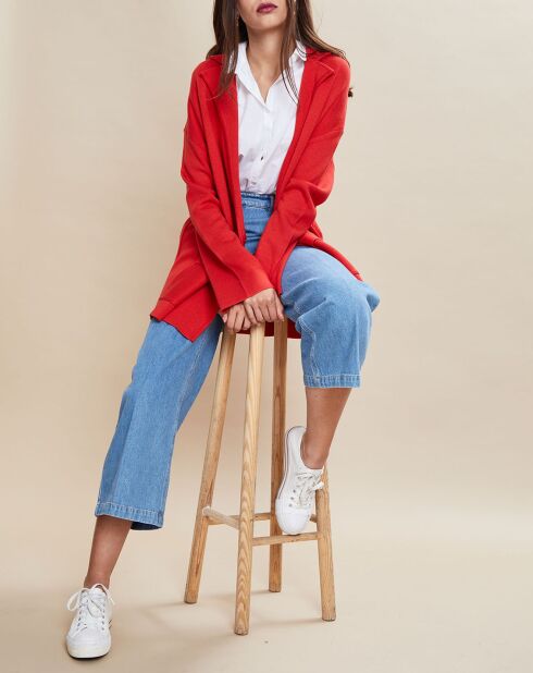 Veste longue en Laine mélangée Neptune rouge pavot