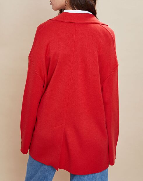 Veste longue en Laine mélangée Neptune rouge pavot