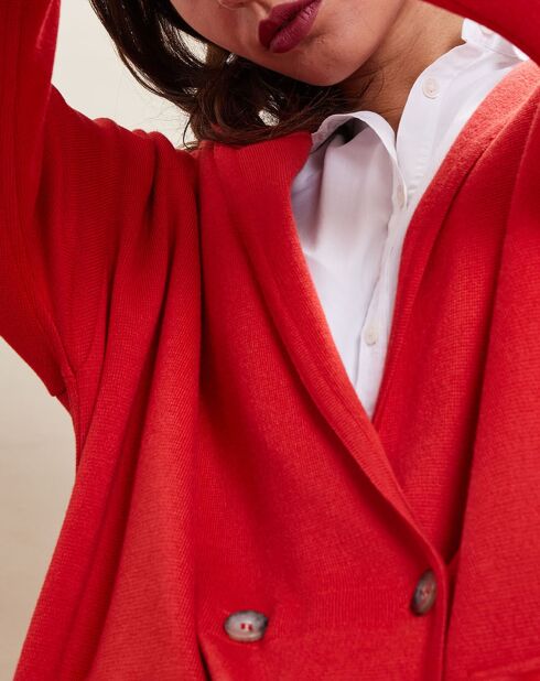 Veste longue en Laine mélangée Neptune rouge pavot