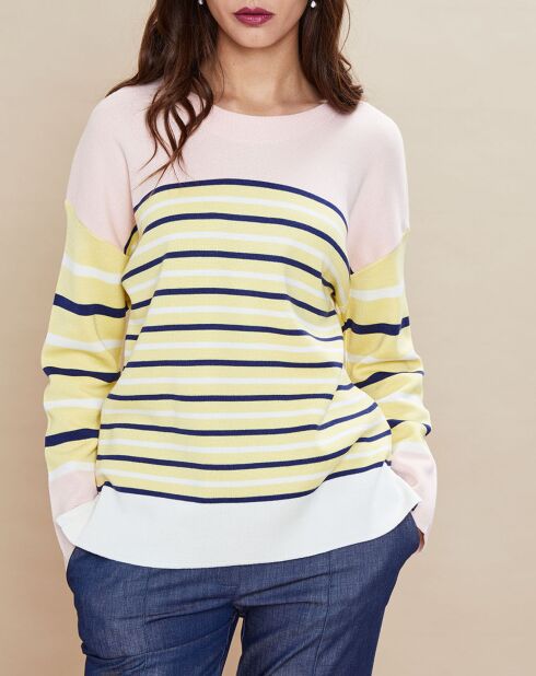 Pull marinière en Laine mélangée Abime jaune/écru