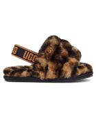 Sandales chaussons en Peau de Mouton Fluff Yeah Slide marron