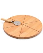 Plache à découper ronde avec roulette à pizza beige -  D. 35x2 cm