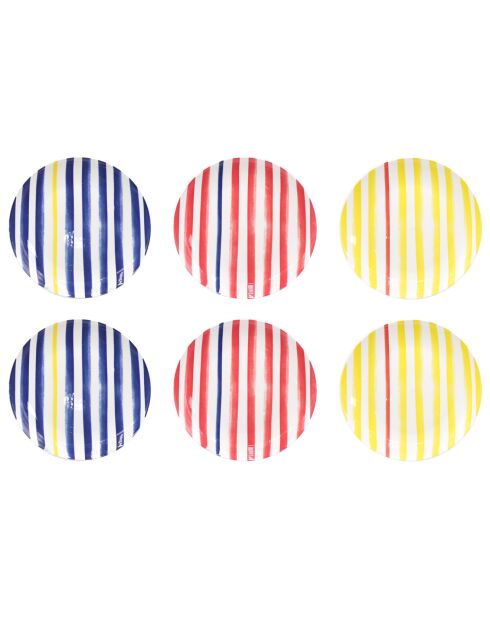 6 Assiettes plates en Porcelaine Le Petit Cabanon multicolore - D.26,5 cm